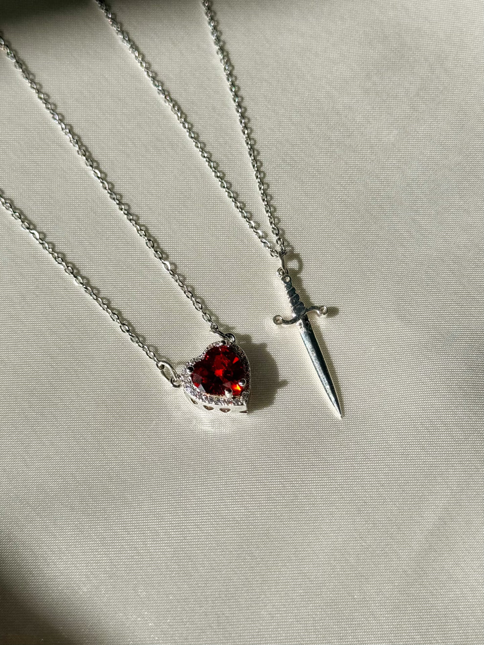 Heart and Sword Couple Necklace Set - Romance Necklace