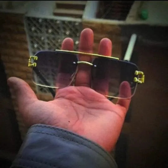 Millionaire Glasses - Rimless Square Double Bridge UV400 Sunglasses for Women & Men