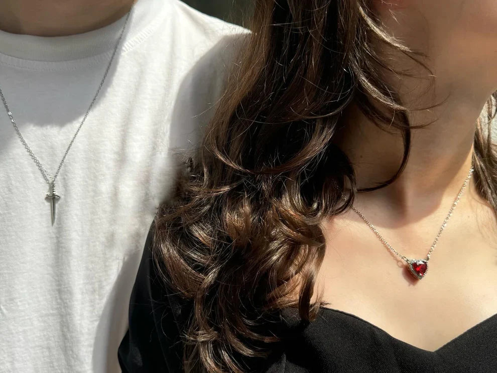 Heart and Sword Couple Necklace Set - Romance Necklace