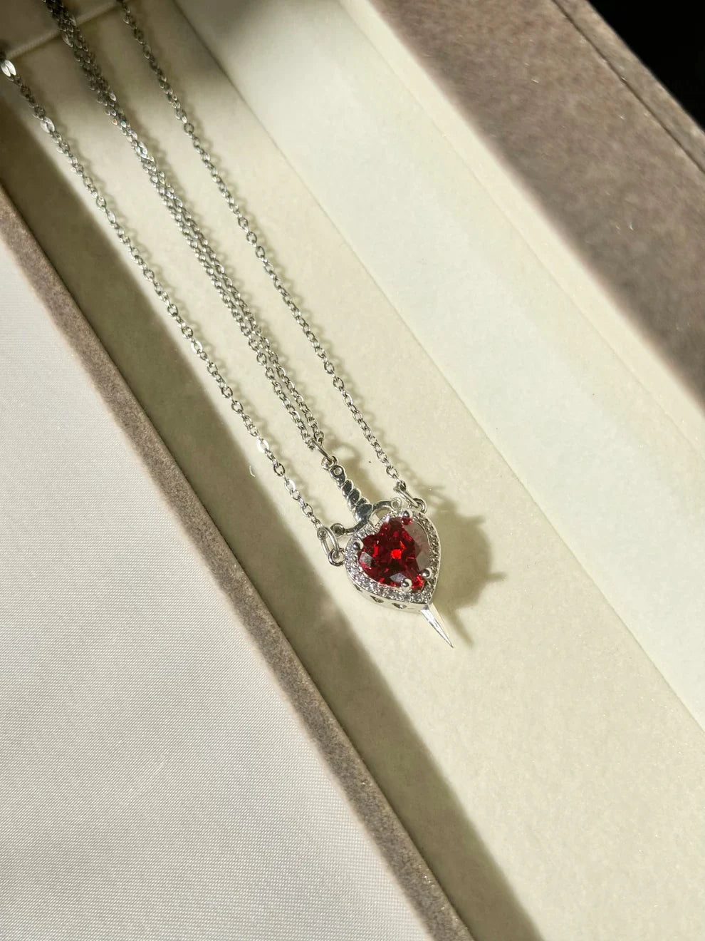 Heart and Sword Couple Necklace Set - Romance Necklace