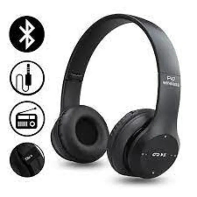 Wireless Headphones, P47 Bluetooth Foldable Headset with Microphone Support FM Radio